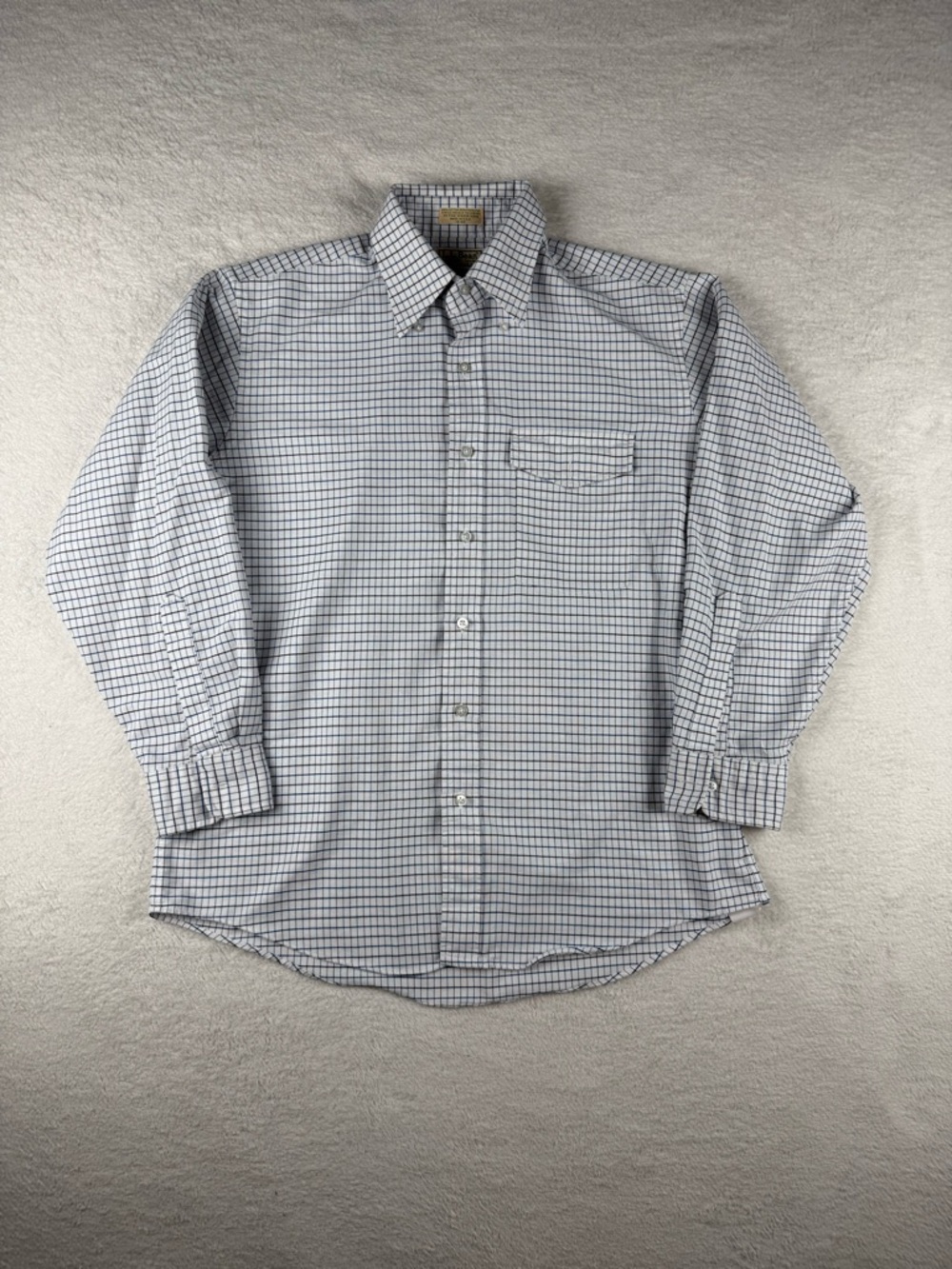 Vintage LL Bean Shirt Mens Large Blue White Check Button Down 80's USA Classic